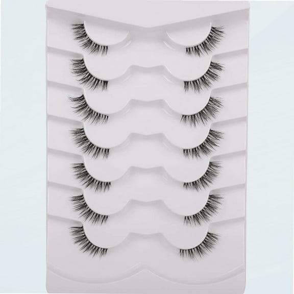 GMAGICTOBO Lashes Natural Half Lashes Short False Eyelashes Wispy Faux Mink Lashes Soft Clear Band Lashes Pack 7 Pairs Multipack