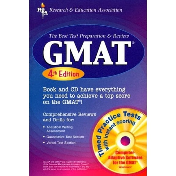Pre-Owned GMAT w/CD-ROM 4th Ed. (REA) - The Best Test Prep & Review (GMAT Test Preparation) (Paperback) 0738600814 9780738600819