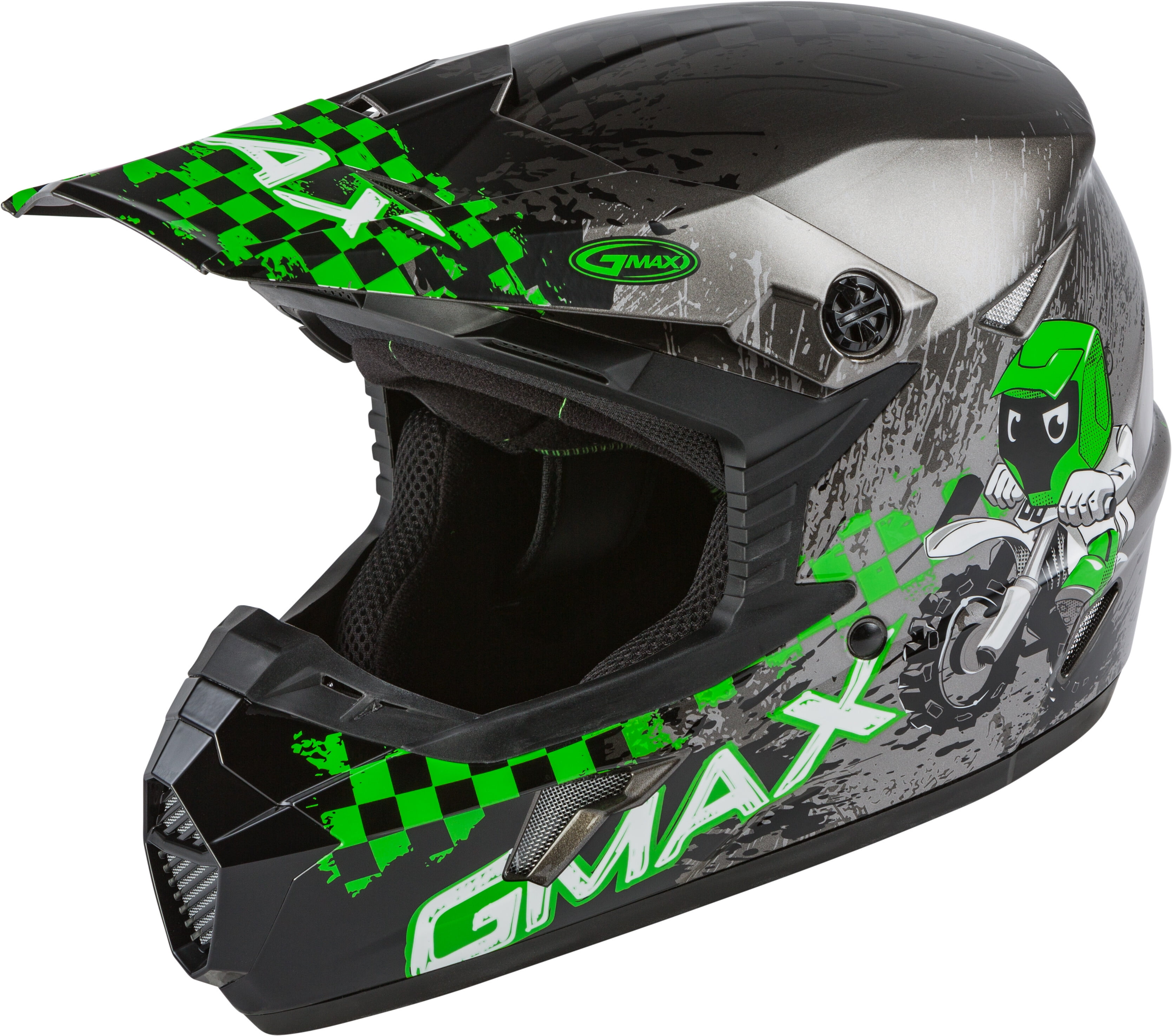 GMAX MX-46 Youth Helmet - ANIM8 - Dark Silver/Green - SM - Walmart.com