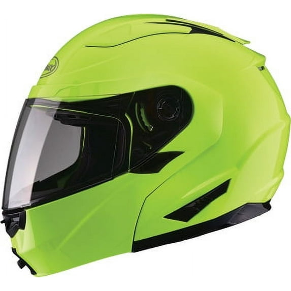 GMAX GM64 Solid Color Modular Helmet HI Viz Yellow 3X G1640609
