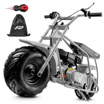 GMB100 Mini Bike 99cc 4-Stroke, Gas Powered Mini Dirt Bike for Kids 13+, Pull Start, Rear Disc Brake, All-Terrain Tires — Gray