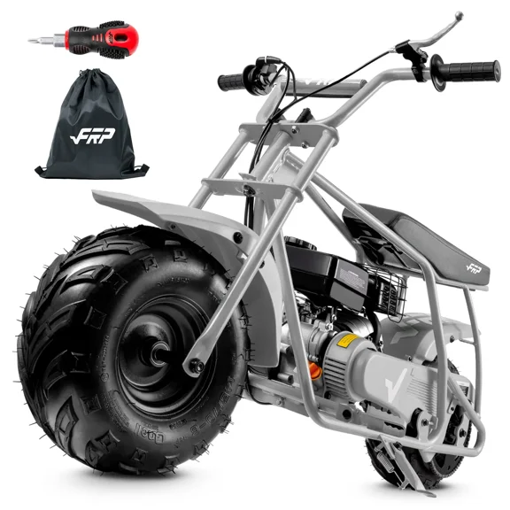 GMB100 Mini Bike 99cc 4-Stroke, Gas Powered Mini Dirt Bike for Kids 13+, Pull Start, Rear Disc Brake, All-Terrain Tires Gray