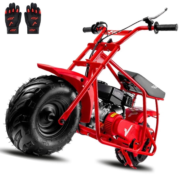 GMB100 Mini Bike 99cc 4-Stroke, Gas Powered Mini Dirt Bike for Kids 13+, Pull Start, Rear Disc Brake, All-Terrain Tires — Red