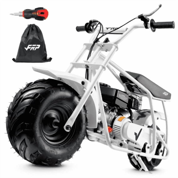 GMB100 Mini Bike 99cc 4-Stroke, Gas Powered Mini Dirt Bike for Kids 13+, Pull Start, Rear Disc Brake, All-Terrain Tires — White