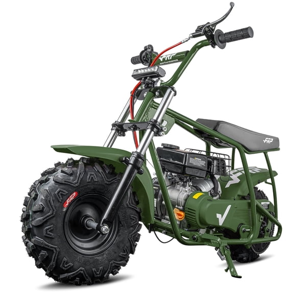 GMB100-P 99cc Gas Mini Bike for Ages 13+, 4-Stroke Ride-On, 28 MPH Max Speed, Rear Hydraulic Disc Brake, SunF All-Terrain Tires, Green