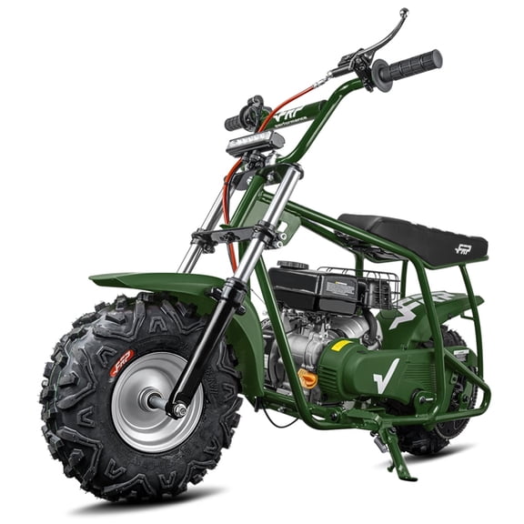 GMB100-P 99cc Gas Mini Bike for Ages 13+, 4-Stroke Ride-On, 28 MPH Max Speed, Rear Hydraulic Disc Brake, SunF All-Terrain Tires, Green