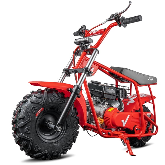 GMB100-P 99cc Gas Mini Bike for Ages 13+, 4-Stroke Ride-On, 28 MPH Max Speed, Rear Hydraulic Disc Brake, SunF All-Terrain Tires, Red