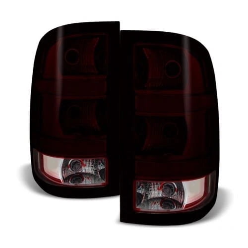 GMC 07-13 Sierra Red Smoke Replacement Rear Tail Brake Lights Pair Set