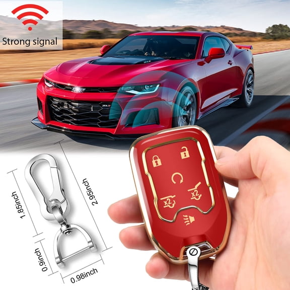 for GMC 360Protector Key Fob Cover with Keychain for 2019-2021 Chevrolet Chevy Silverado and GMC Sierra 1500 2500HD 3500HD Terrain Acadia Yukon 6 Button Smart Key
