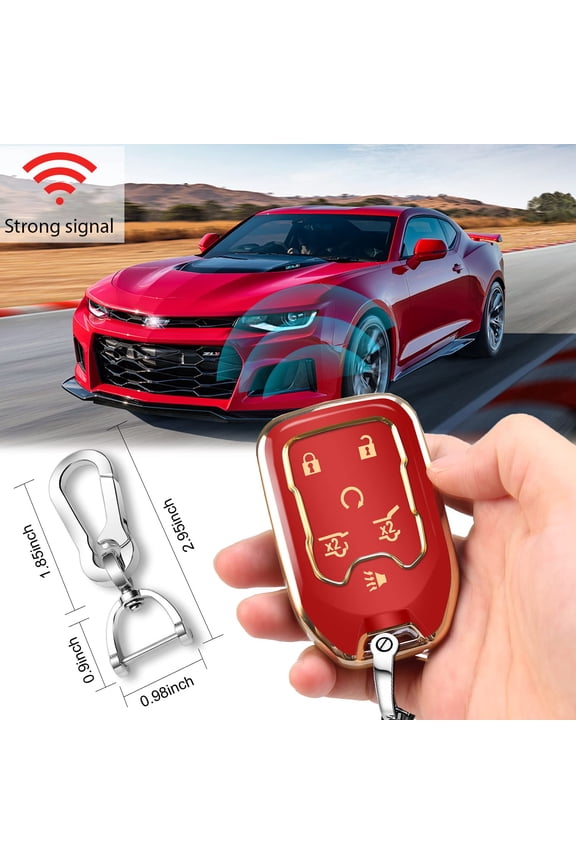 for GMC 360Protector Key Fob Cover with Keychain for 2019-2021 Chevrolet Chevy Silverado and GMC Sierra 1500 2500HD 3500HD Terrain Acadia Yukon 6 Button Smart Key