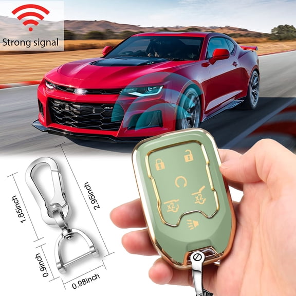 for GMC 360Protector Key Fob Cover with Keychain for 2019-2021 Chevrolet Chevy Silverado and GMC Sierra 1500 2500HD 3500HD Terrain Acadia Yukon 6 Button Smart Key