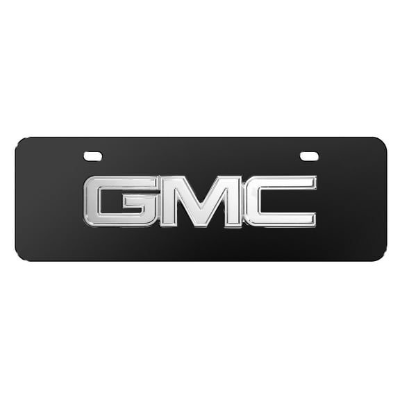 GMC 3D Chrome Metal Logo 12" x 4.25" European Look Black Half-Size Stainless Steel License Plate