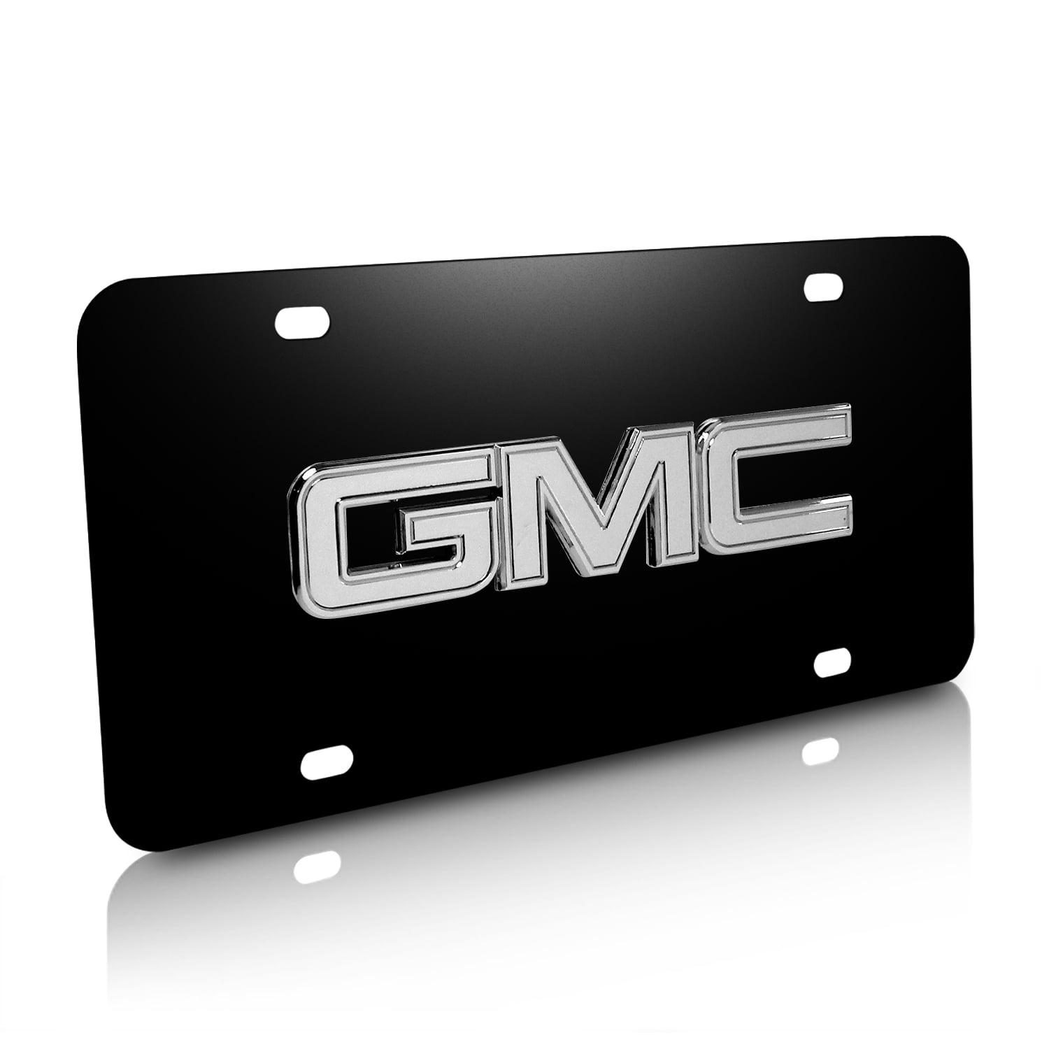 GMC 3D Chrome Metal Logo Black Stainless Steel License Plate - Walmart.com