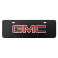 thumbnail image 1 of GMC 3D Inlay Red Logo 12" x 4.25" European Look Black Half-Size Stainless Steel License Plate, 1 of 5
