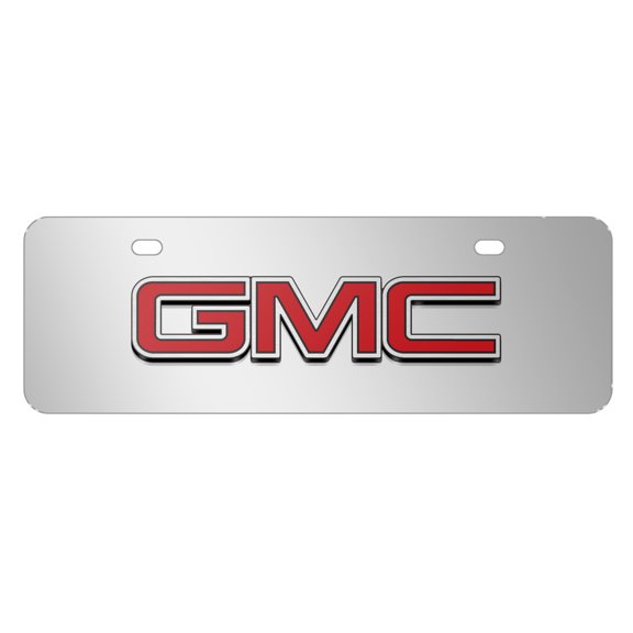 GMC 3D Inlay Red Logo 12" x 4.25" European Look Chrome Half-Size Stainless Steel License Plate
