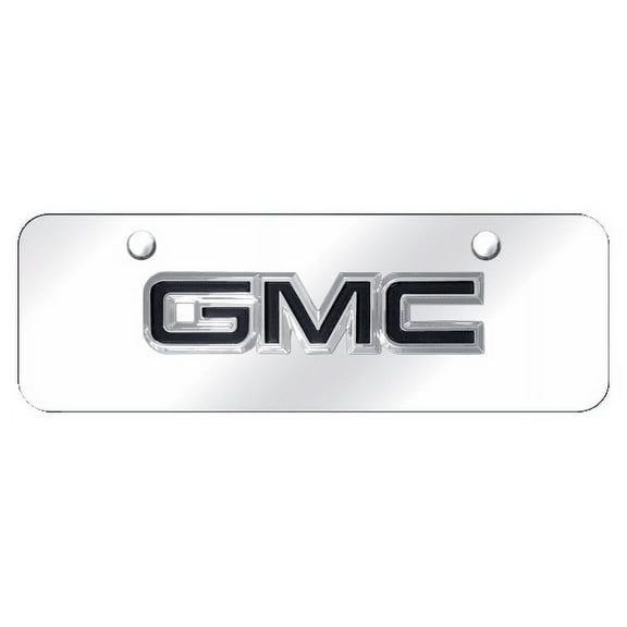 GMC 3D Logo Mini License Plate Official Licensed - Chrome on Mirrored Stainless Steel