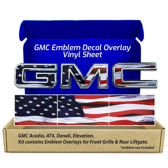 GMC Acadia American Flag Grille Gate GMC Emblem Overlay Decals Kit 2020-2026 Set of 2