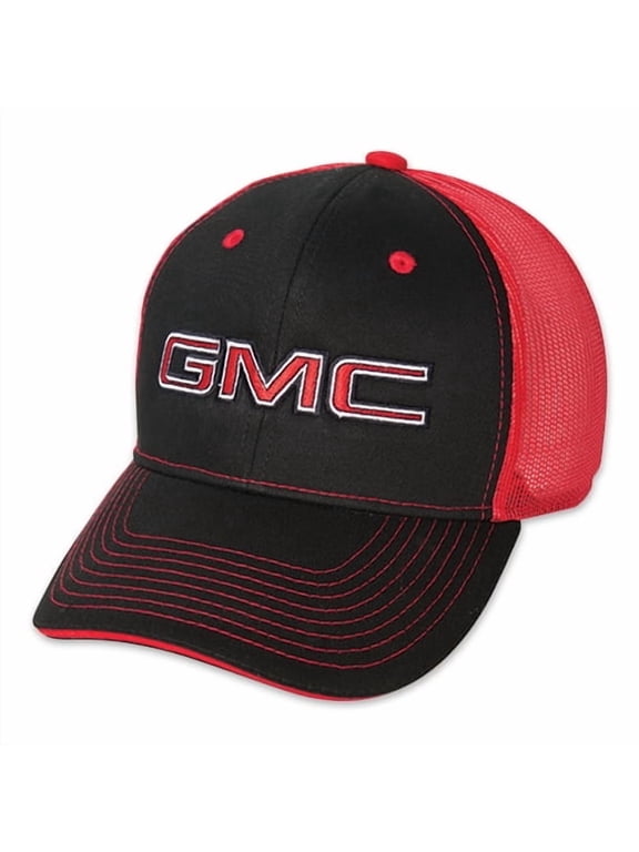 Black with Red Mesh Trucker Hat - Adult Size