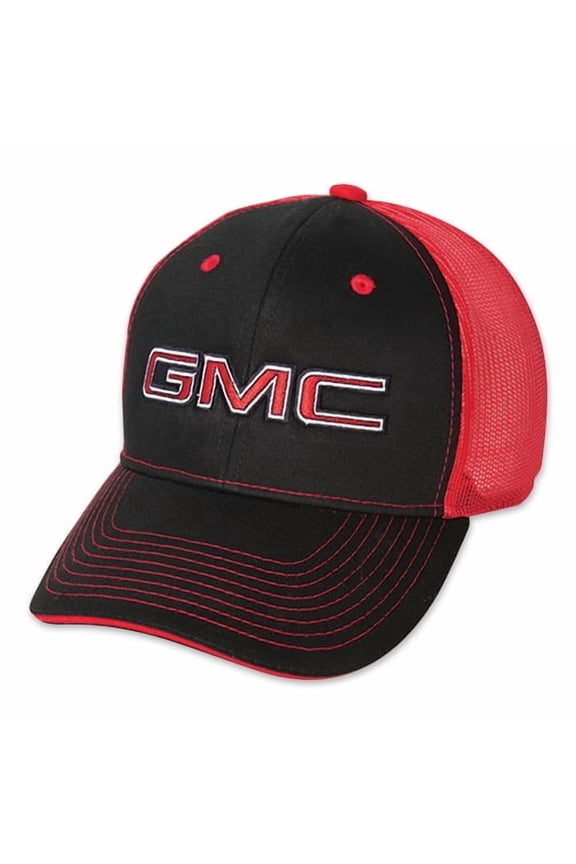 Black with Red Mesh Trucker Hat - Adult Size