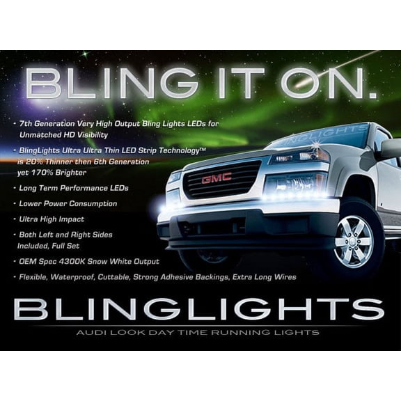 GMC Canyon LED DRL Strips Day Time Running Lights Headlamps Headlights Head Lamps Strip DRLs GMT355