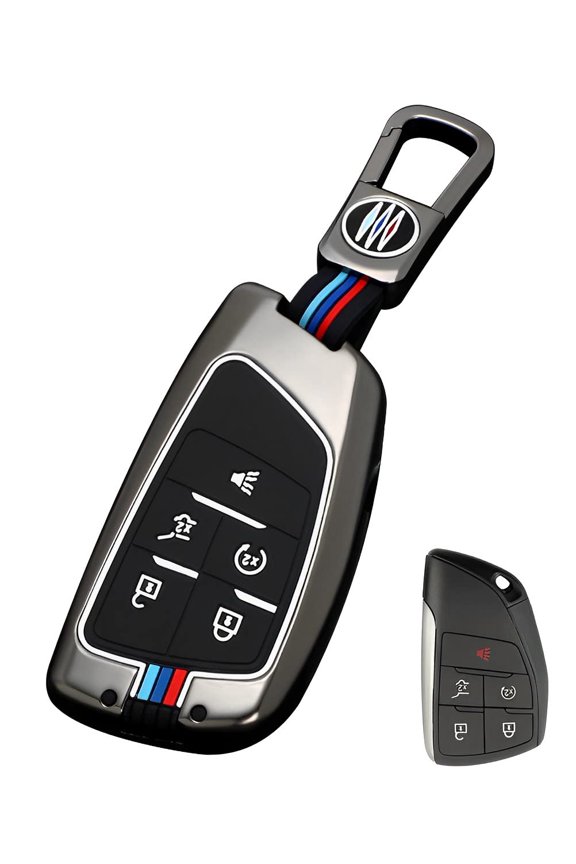 for GMC Chevy Key Fob Cover Case Metal Shell Smart Keys Holder Protector Compatible for 2022 2023 Chevrolet GMC Sierra 1500 Yukon Suburban Tahoe Denali Buick