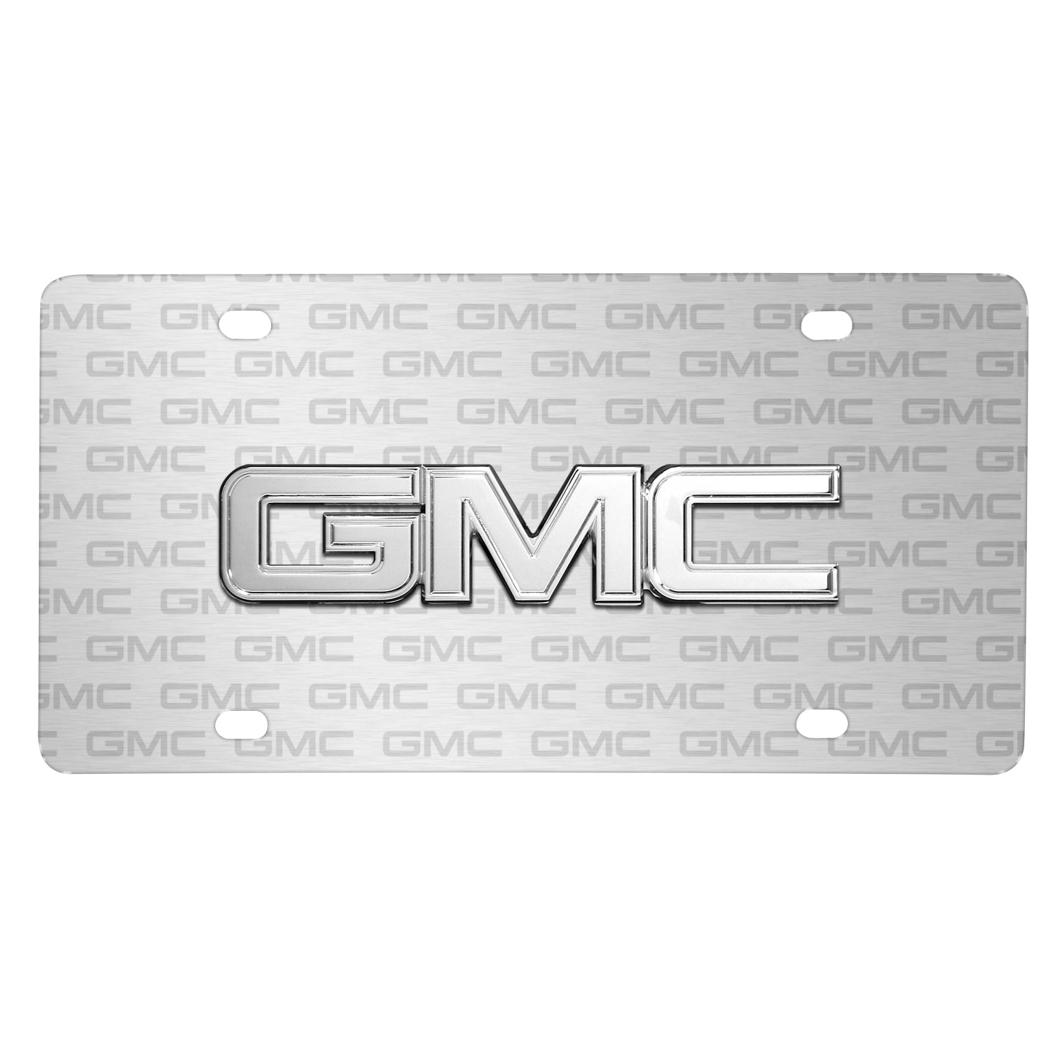 GMC Chrome Metal 3D Logo on Logo Pattern Brushed Aluminum License Plate ...