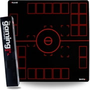 GMC Deluxe 2 Player Black & Red Gaming Mat Compatible for Pokemon Trading Card Game Stadium Board Playmat for Compatible Pokemon Trainers - Waterproof Card Gaming Mat