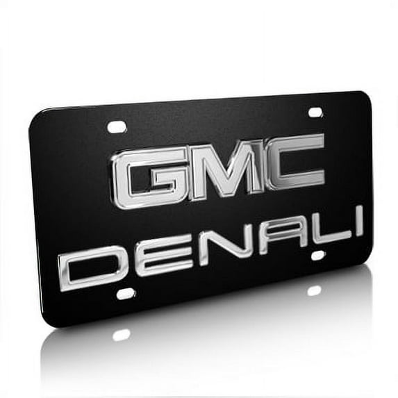 GMC Denali 3D Dual Logo Black Stainless Steel License Plate