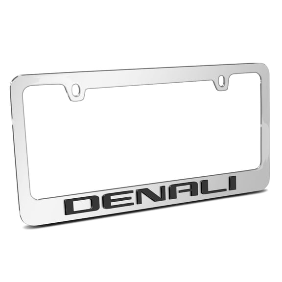 GMC Denali 3D Embossed Letters on Mirror Chrome Metal License Plate Frame