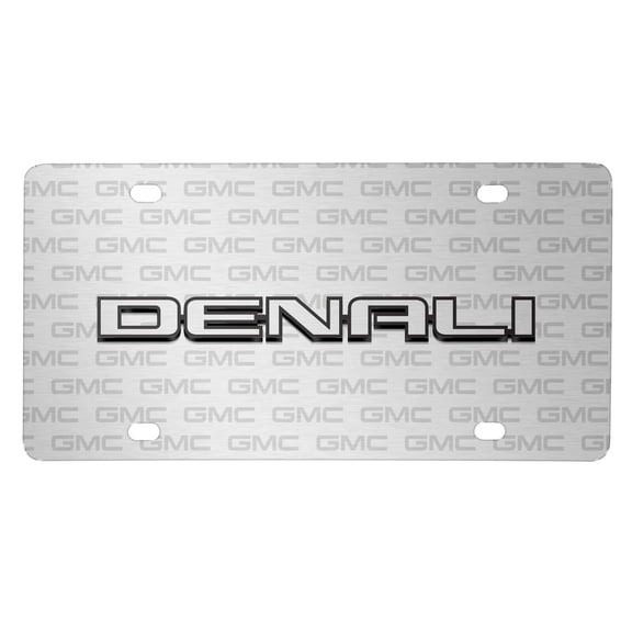 GMC Denali 3D Nameplate on Logo Pattern Brushed Aluminum License Plate