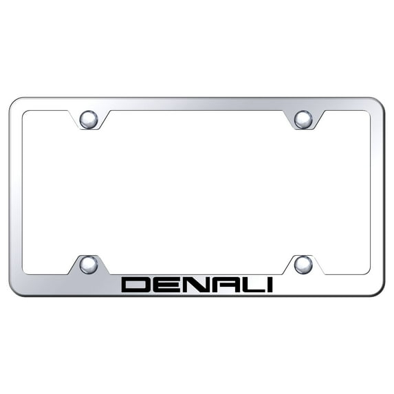 GMC Denali Laser Etched Logo Stainless Steel Wide Body License Plate Frame (Chrome)