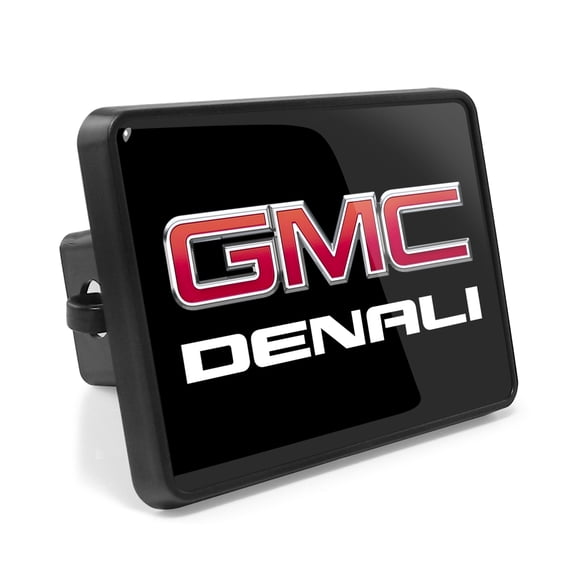 GMC Denali UV Graphic Black Metal Face-Plate on ABS Plastic 2 inch Tow Hitch Cover