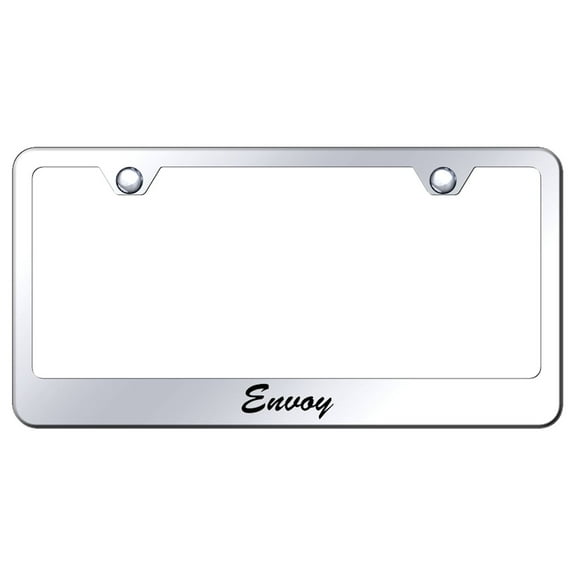 GMC Envoy Laser Etched Script Stainless Steel License Plate Frame (Chrome)