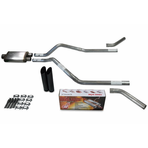GMC Jimmy 92-94 2.5" Dual Exhaust Kits Cherry Bomb Salute Black Tips Corner
