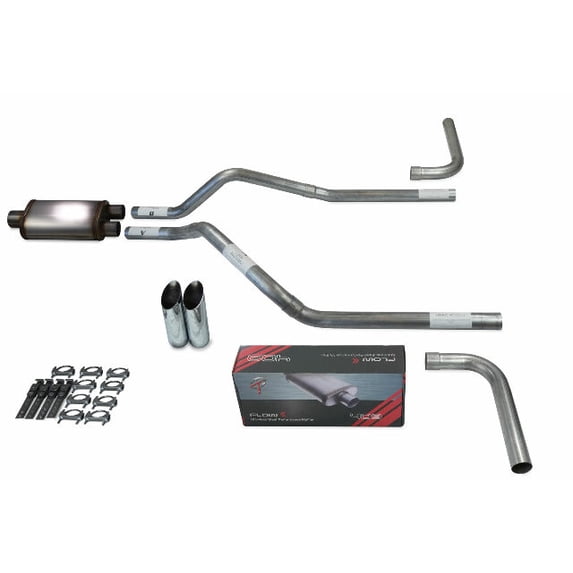 GMC Jimmy 92-94 2.5" Dual Exhaust Kits Flow II Muffler Slash Tips Side Exit