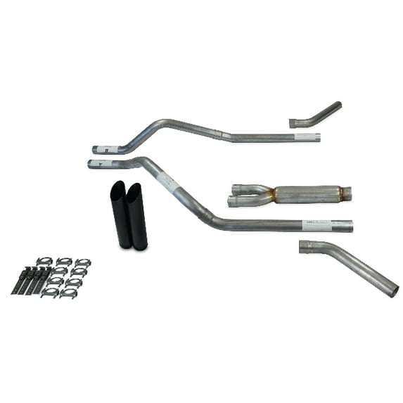 GMC Jimmy 92-94 2.5" Dual Exhaust Kits Glasspack Corner Exit Black Tips