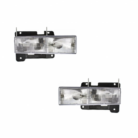 For GMC K2500/K3500 1990-2000 Headlight Assembly Driver and Passenger Side | Pair | Full Composite | CAPA | Replacement For GM2502101, GM2502101C, GM2503101 | 15034929, 615343473437, 15034930