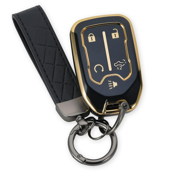 for GMC Key Fob Cover TPU Key Shell Metal Ring Key Chain Soft Shell Car Key Case for 2017-2021 Chevrolet Silverado 1500 2500HD 3500HD Suburban Tahoe GMC Acadia Sierra Terrain Yukon
