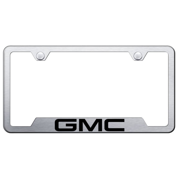 GMC Laser Etched Logo Cut-Out License Plate Frame (Brushed Chrome)