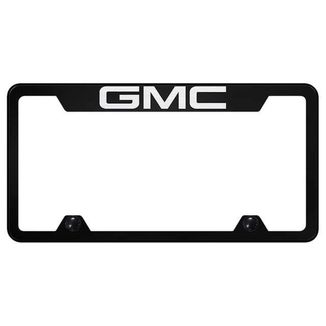 GMC Laser-Etched Stainless Steel Wide License Plate Frame – Polished, Front & Rear