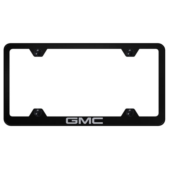 GMC Laser Etched Logo Stainless Steel Wide Body License Plate Frame (Black)