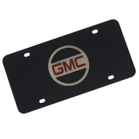 GMC Logo License Plate (Chrome On Black)