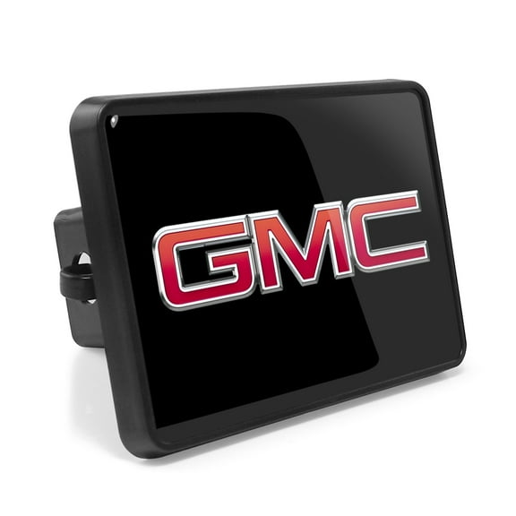 GMC Logo UV Graphic Black Metal Face-Plate on ABS Plastic 2 inch Tow Hitch Cover