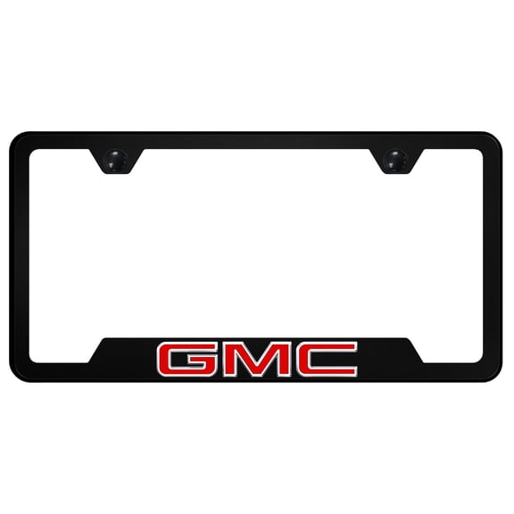 GMC Notched License Plate Frame Logo on Black Polycarbonate