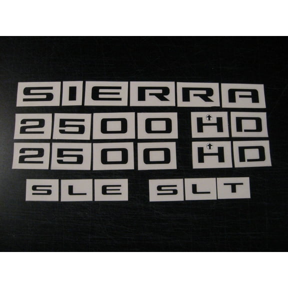 GMC SIERRA 2500 HD BLACK Emblem Overlay Decal Lettering Set 2007-2018 GM Licensed