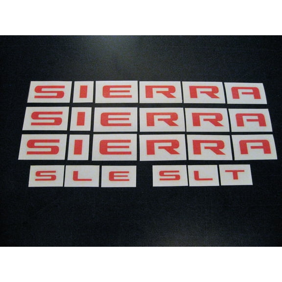GMC SIERRA 2500 HD Red Emblem Overlay Decal Lettering Set 2007-2018 GM Licensed