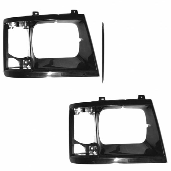 For GMC Safari 1990 91 92 93 1994 Headlight Bezel Driver and Passenger Side | Pair | Black | Replacement For 14066043, 14066044 | GM2512114, GM2513115