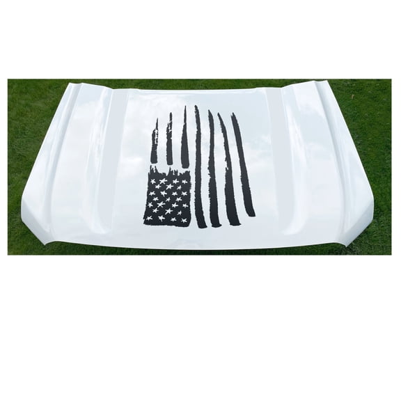 GMC Sierra 1500 Sle Slt Denali MATTE BLACK Distressed Flag Hood Decal 2019-2026