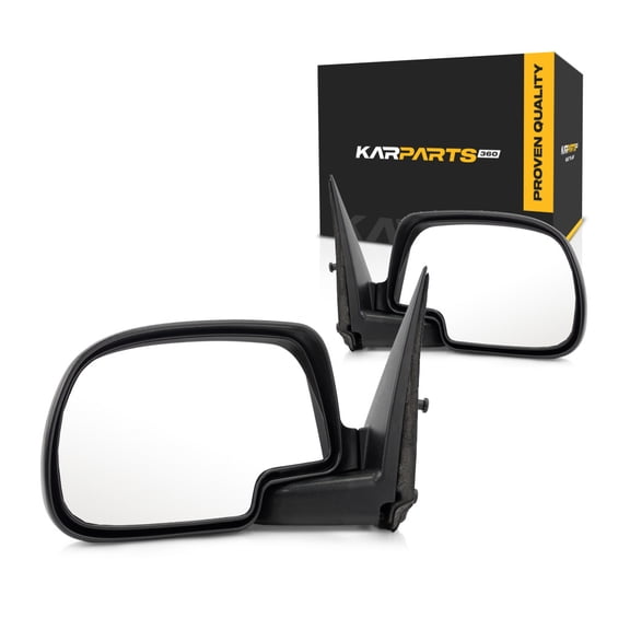 For GMC Sierra 3500 2001 02 03 04 05 2006 Door Mirror Driver and Passenger Side | Pair | Manual | Black | Textured | Replacement For 25876714, 25876715 | GM1320230, GM1321230