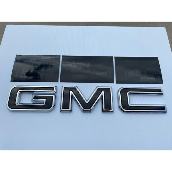 GMC Sierra Gloss Black (Blackout) Grille GMC Emblem Overlay Decals 2019-2026